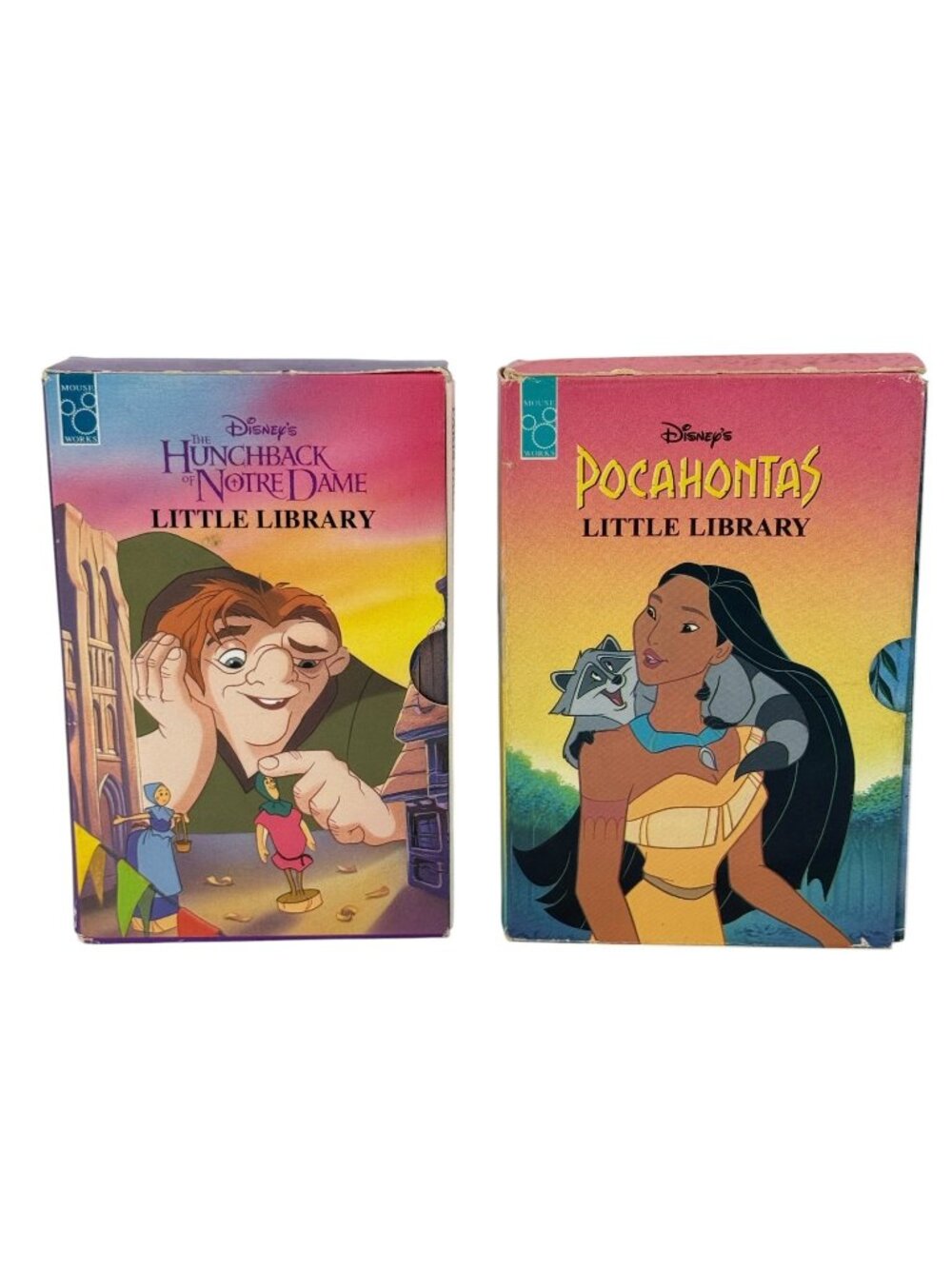 2 Disney Little Library 4 Book Box Set Hunchback of Notre Dame Pocahontas 90's